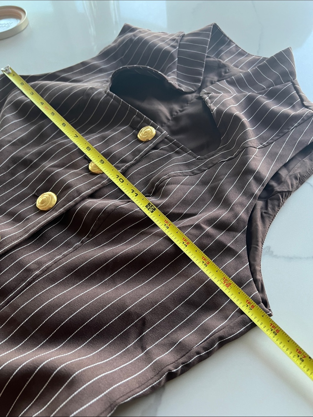 Rebellious Rose Brown Pinstripe Sleeveless Pantsuit - Picture 9 of 10